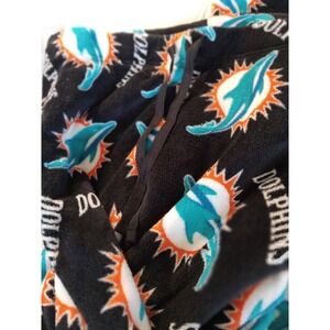 NFL Miami Dolphins Pajama Pants Mens Large Black Fleece All Over Print Logo